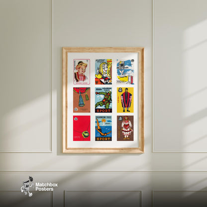 Croatians Grid Print - vintage matchbox label print - living room mockup