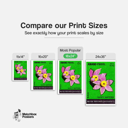 Pink Flowers - vintage matchbox label print - gallery wall preview