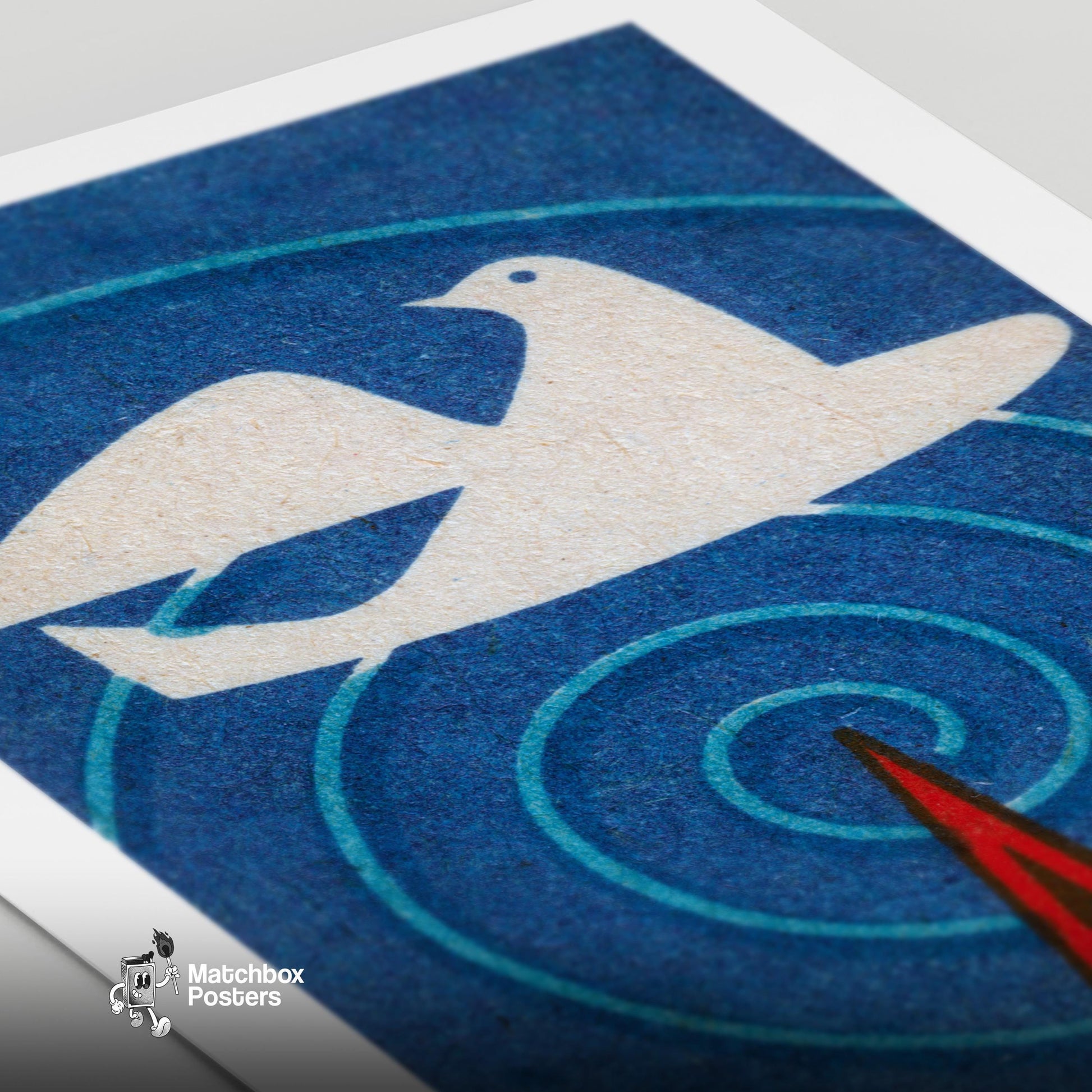 White Dove - vintage matchbox label print - close-up detail