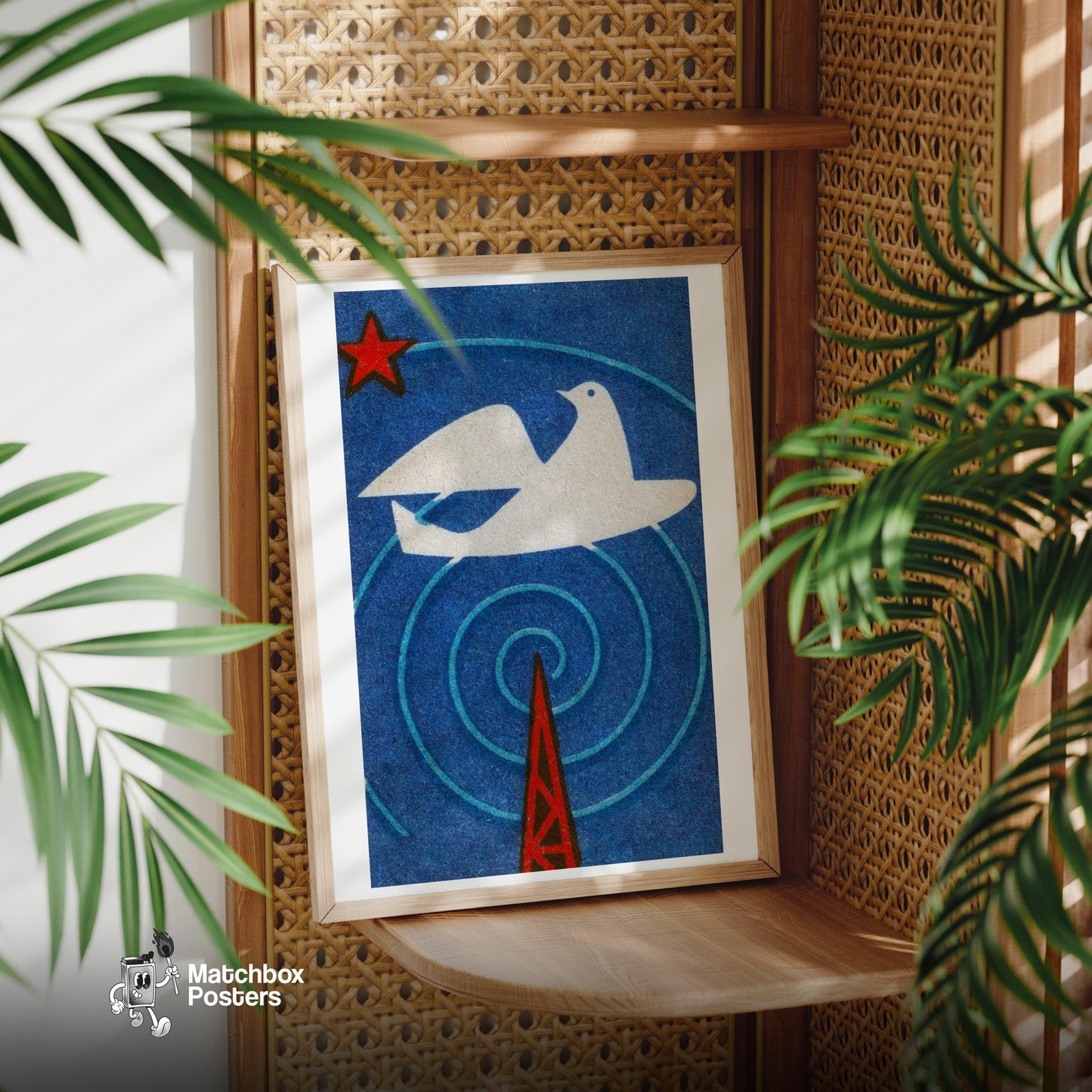 White Dove - vintage matchbox label print - office wall