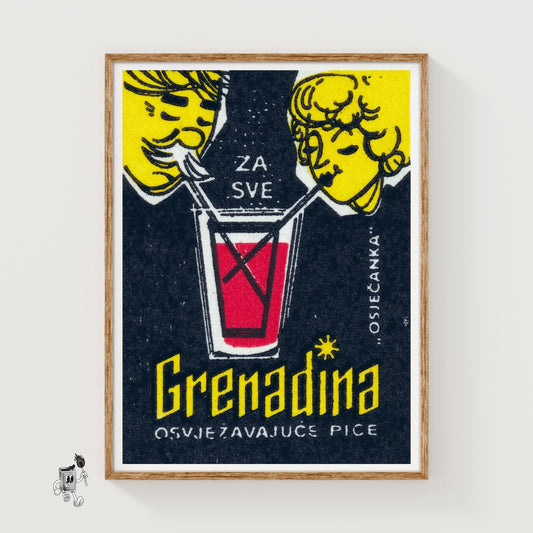 Grenadine Drink - vintage matchbox label print