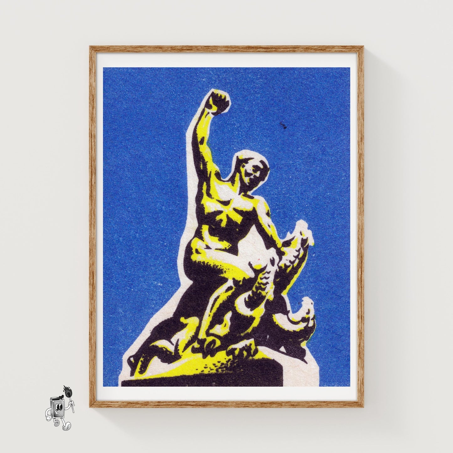 Statue Of A Person - vintage matchbox label print