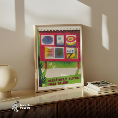 Abstract Poster Board - vintage matchbox label print - size comparison