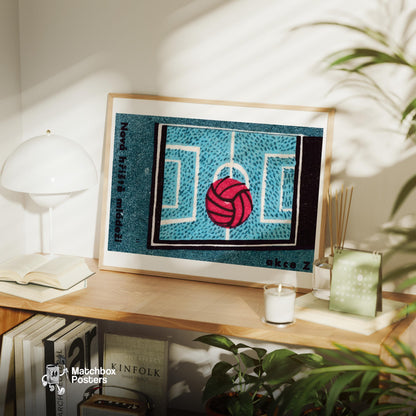Red Volleyball - vintage matchbox label print - office wall