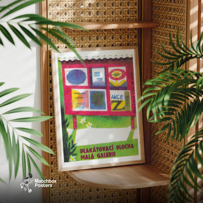 Abstract Poster Board - vintage matchbox label print - office wall
