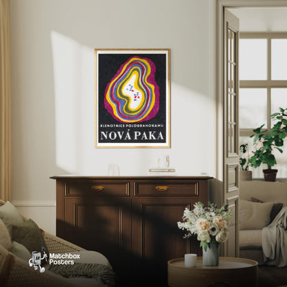 Precious Jewels Exhibition - vintage matchbox label print - living room mockup