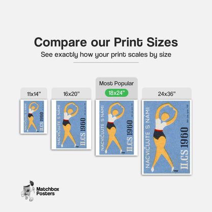 Gymnast - vintage matchbox label print - gallery wall preview