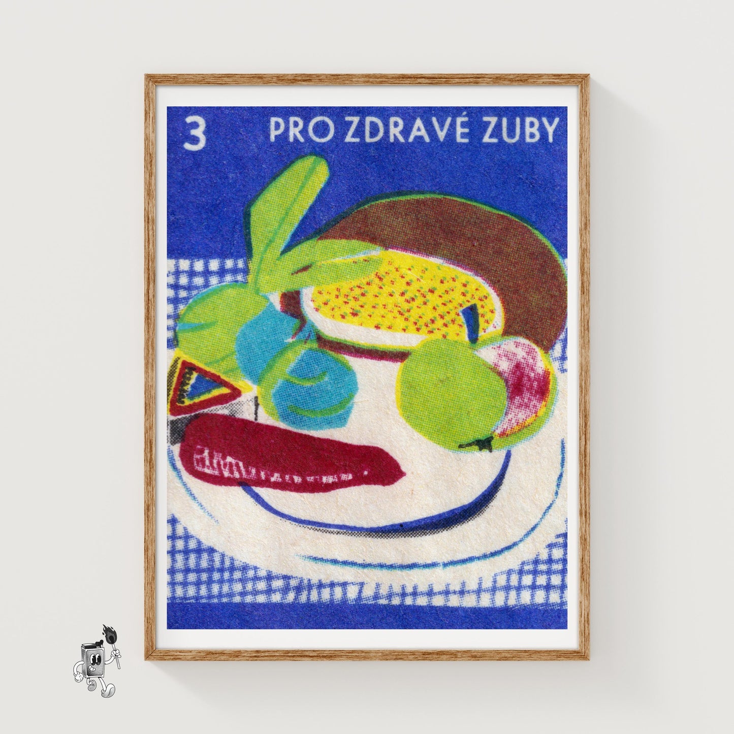 Plate of Fruits - vintage matchbox label print