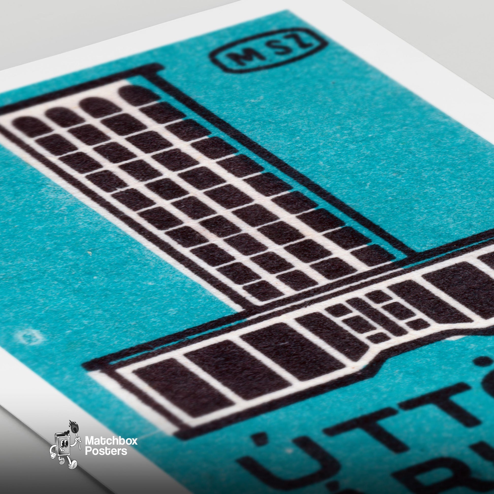 Modern Hotel - vintage matchbox label print - close-up detail