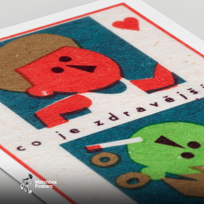 Playful Human - vintage matchbox label print - close-up detail