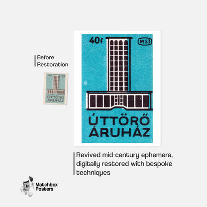 Modern Hotel - vintage matchbox label print - framed wall art preview