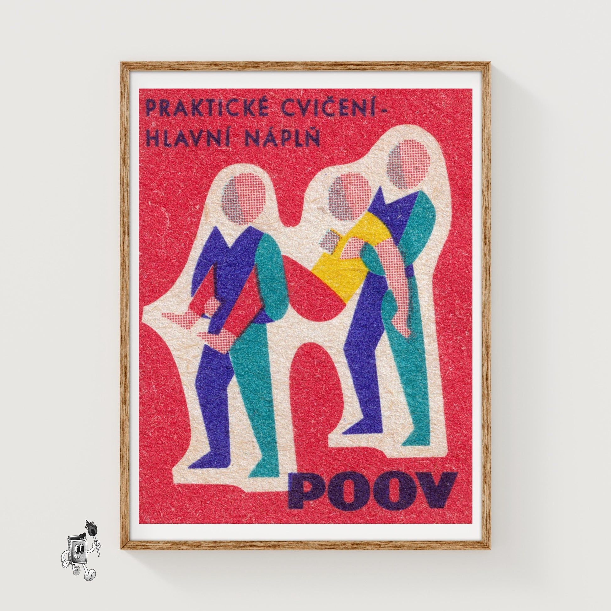 Exercise Figures - vintage matchbox label print