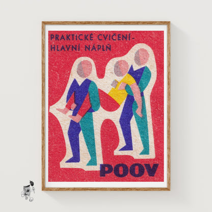 Exercise Figures - vintage matchbox label print