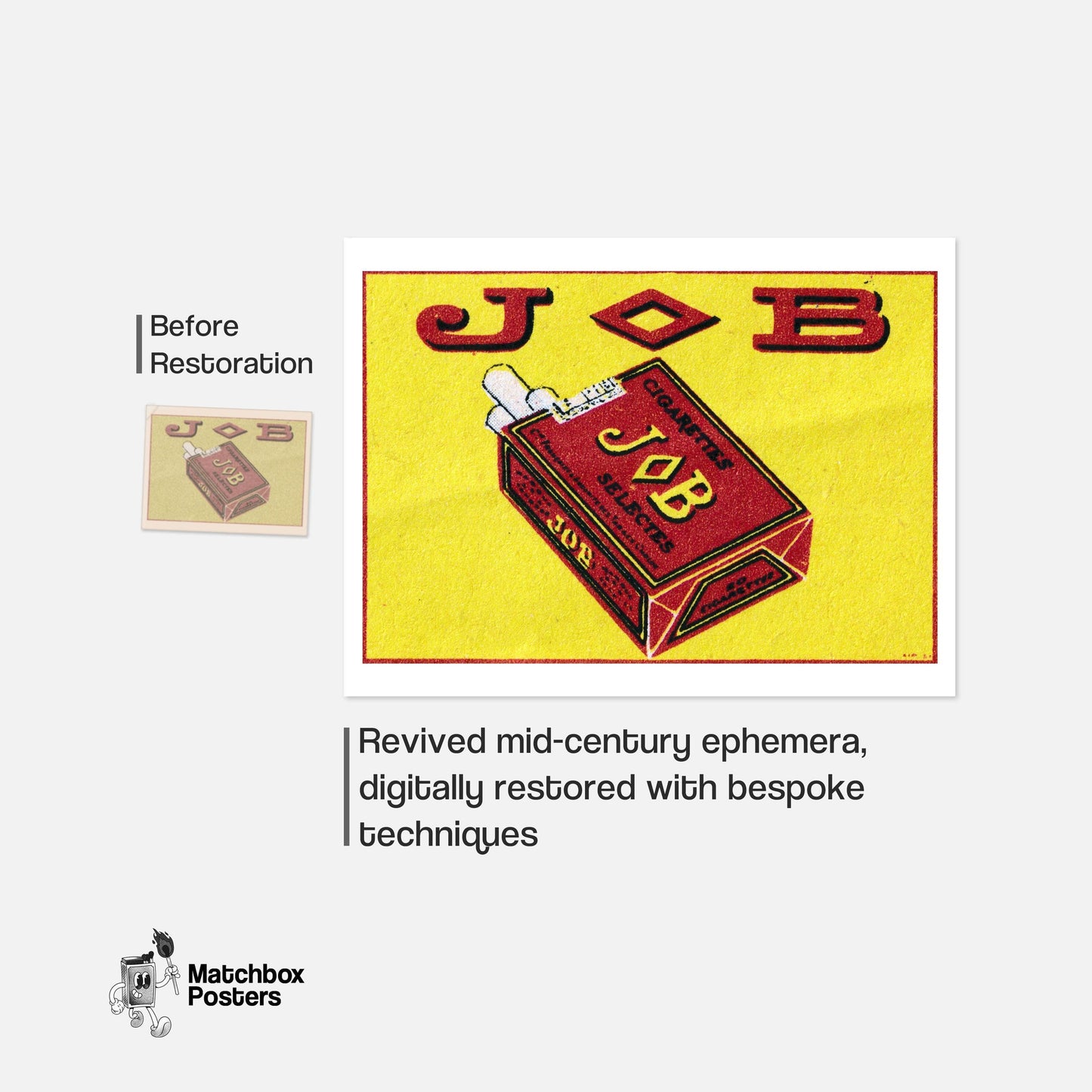 Red Job Cigarettes - vintage matchbox label print - framed wall art preview