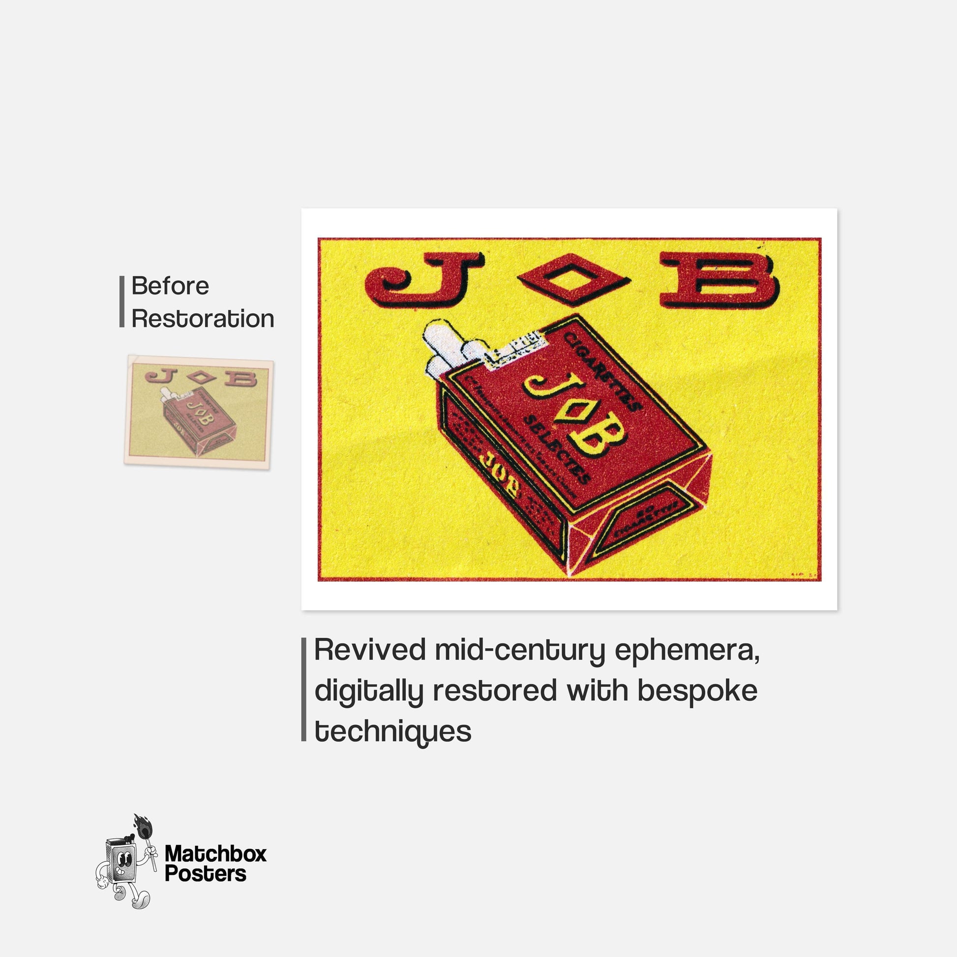 Red Job Cigarettes - vintage matchbox label print - framed wall art preview