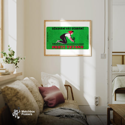 Woman Gardening - vintage matchbox label print - living room mockup