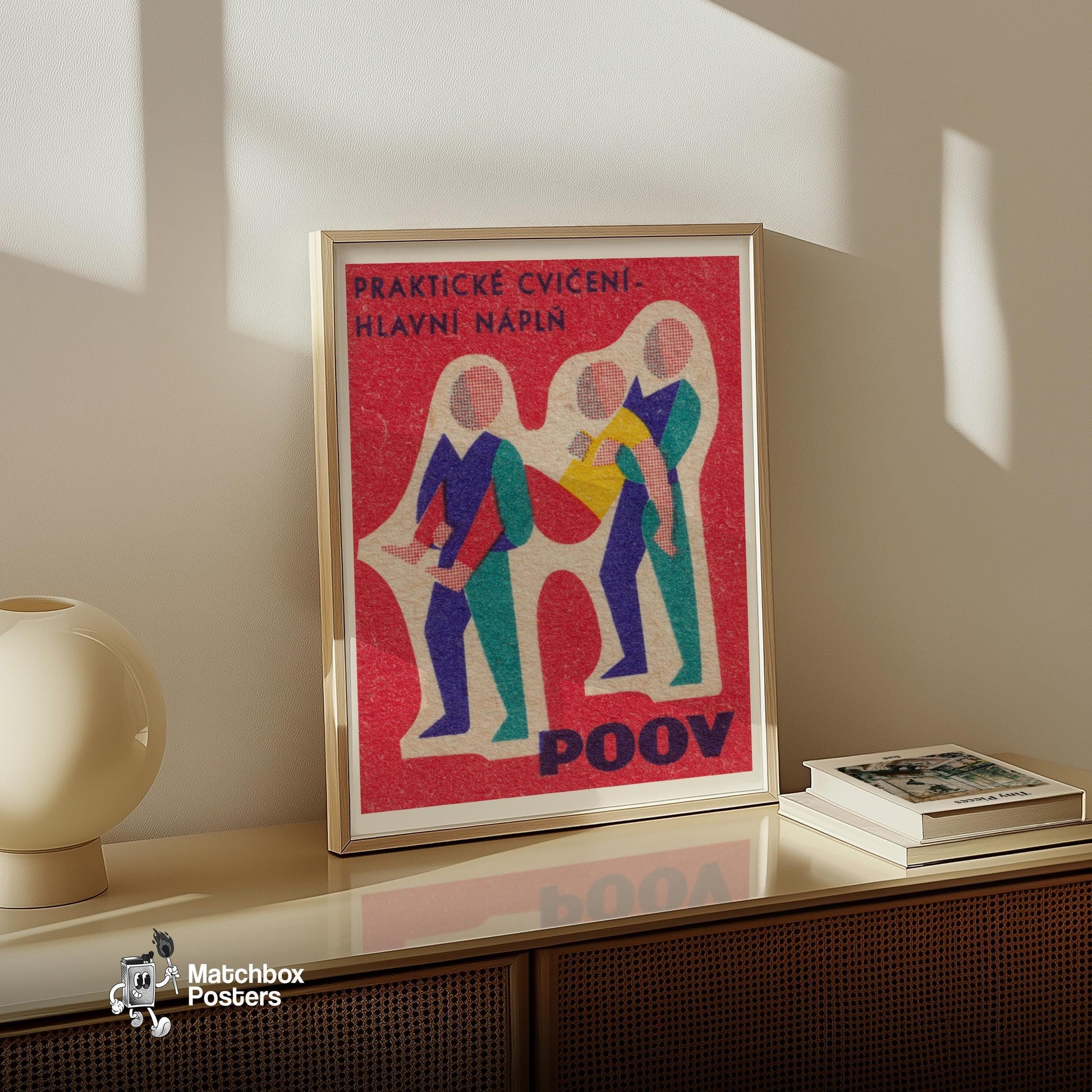 Exercise Figures - vintage matchbox label print - size comparison