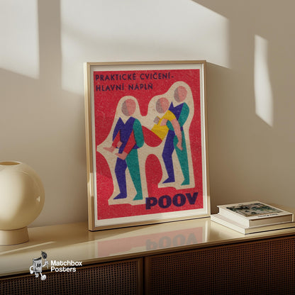 Exercise Figures - vintage matchbox label print - size comparison