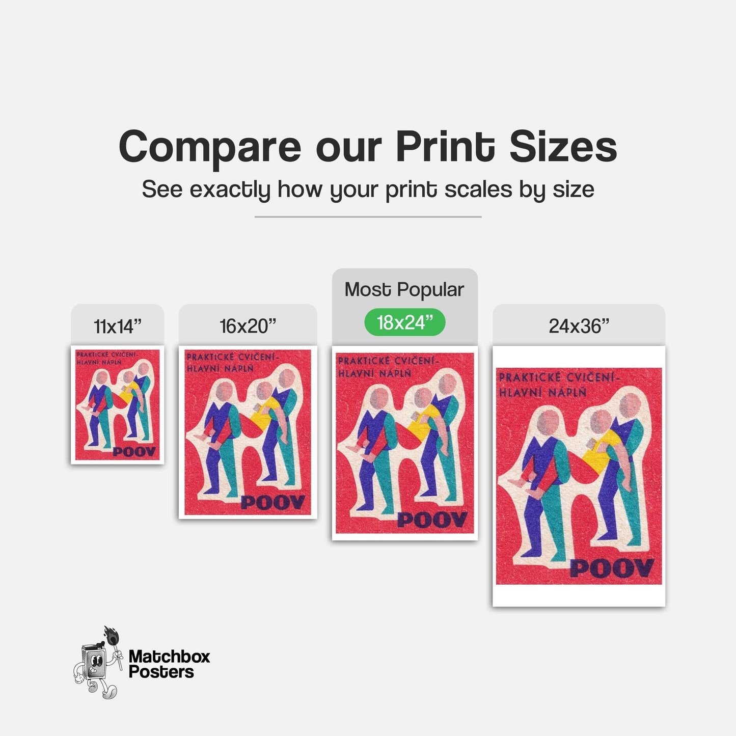 Exercise Figures - vintage matchbox label print - gallery wall preview