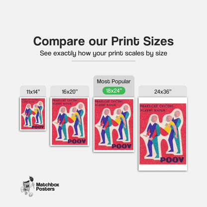 Exercise Figures - vintage matchbox label print - gallery wall preview
