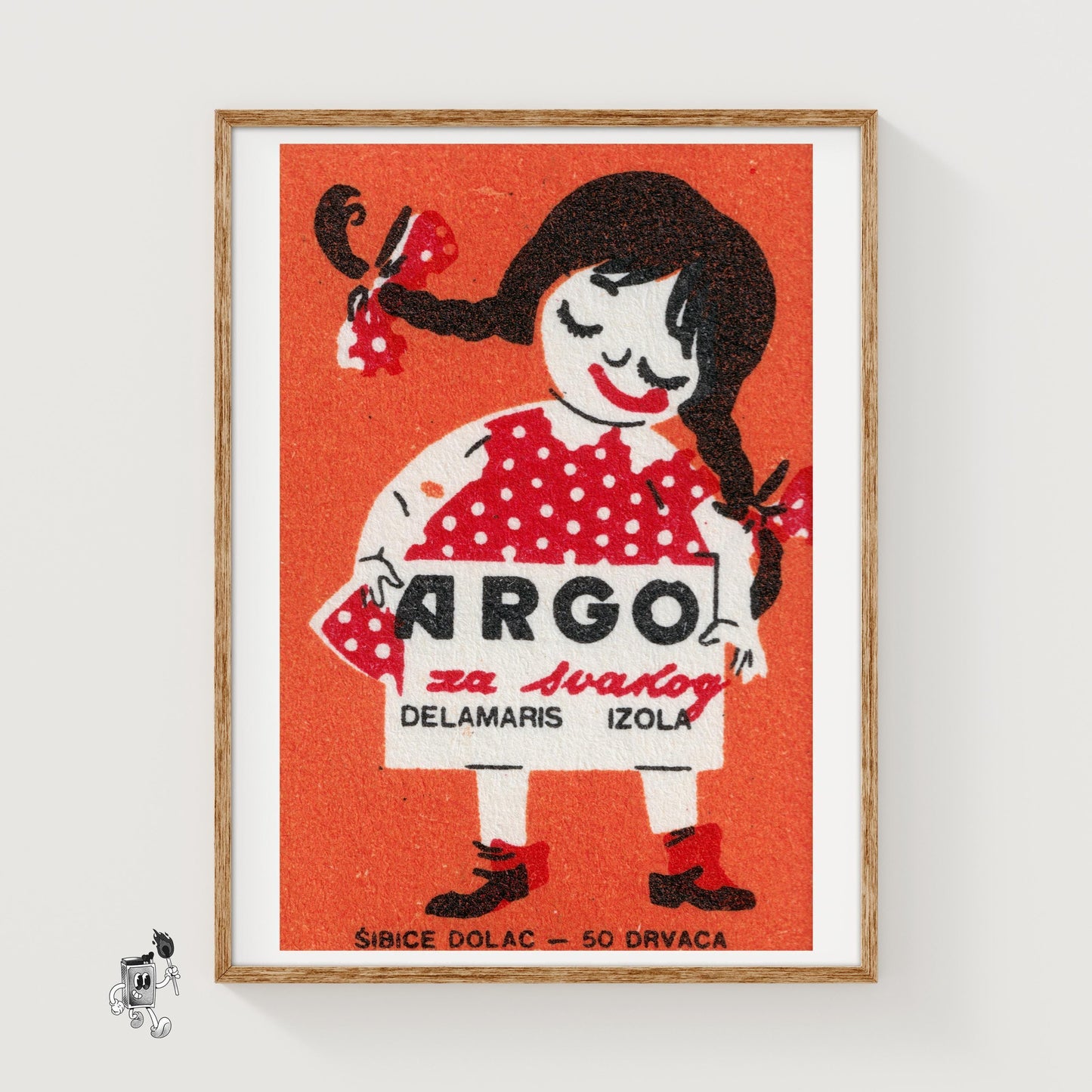 Girl in Red Dress - vintage matchbox label print