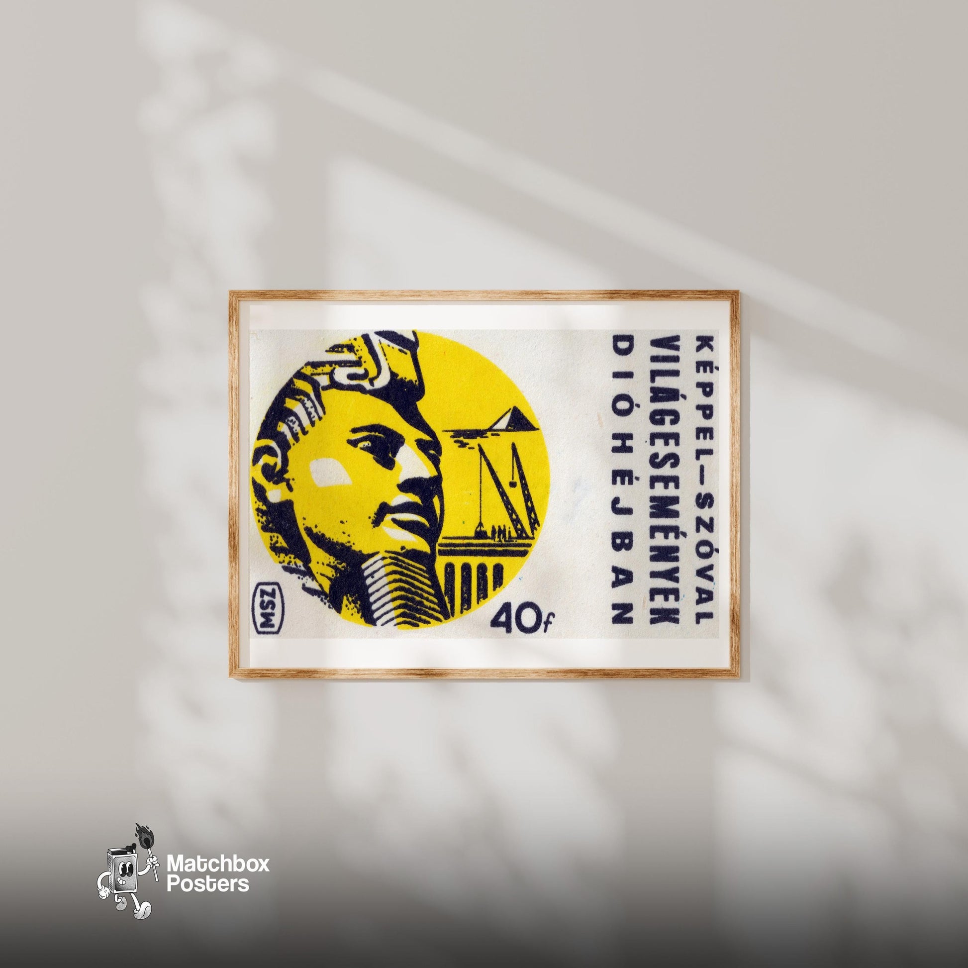 Sphinx Head - vintage matchbox label print - bedroom mockup