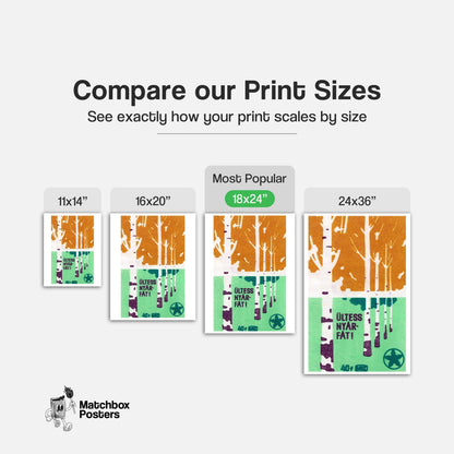 Birch Trees - vintage matchbox label print - gallery wall preview