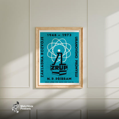 Atomic Symbol - vintage matchbox label print - bedroom mockup