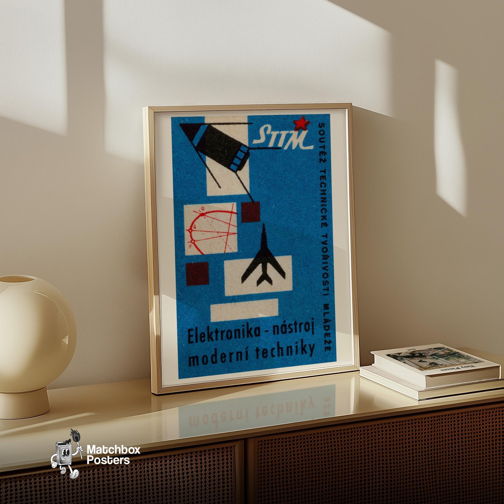 Silhouette Of An Airplane - vintage matchbox label print - size comparison
