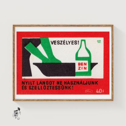 Flammable Liquid - vintage matchbox label print