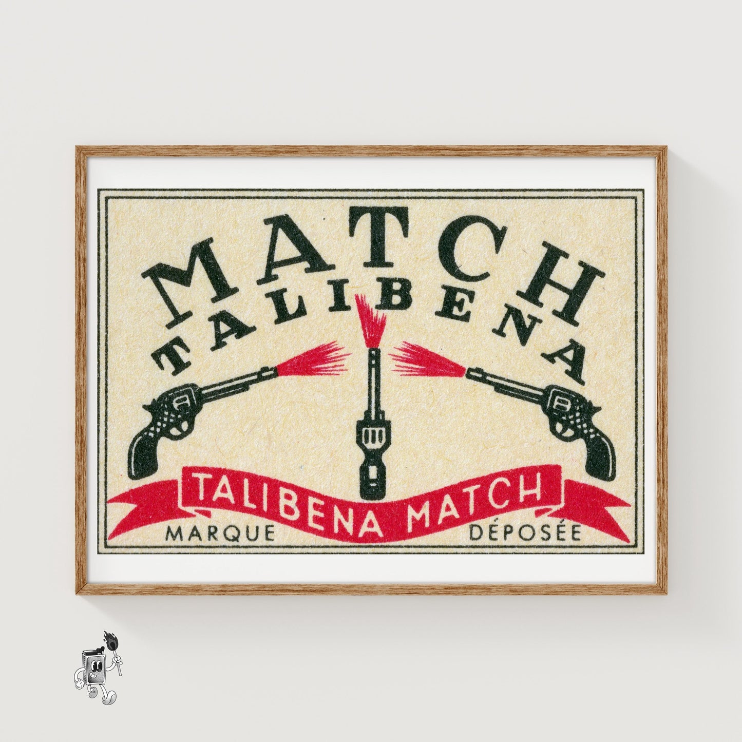 Three Pistols - vintage matchbox label print