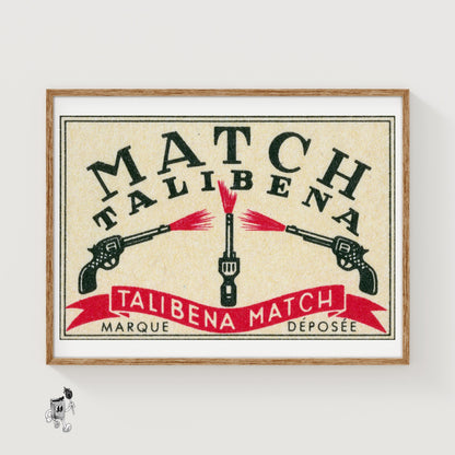 Three Pistols - vintage matchbox label print