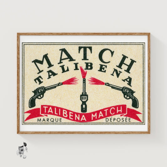 Three Pistols - vintage matchbox label print