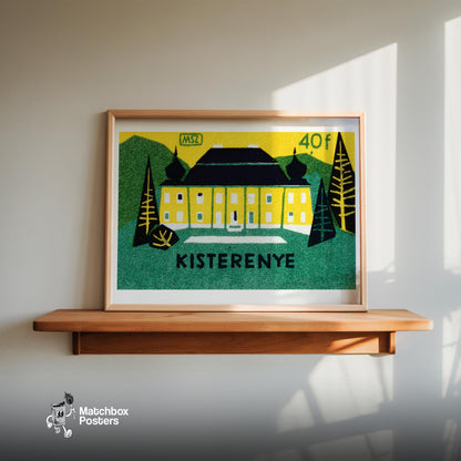 Forest Hotel - vintage matchbox label print - size comparison