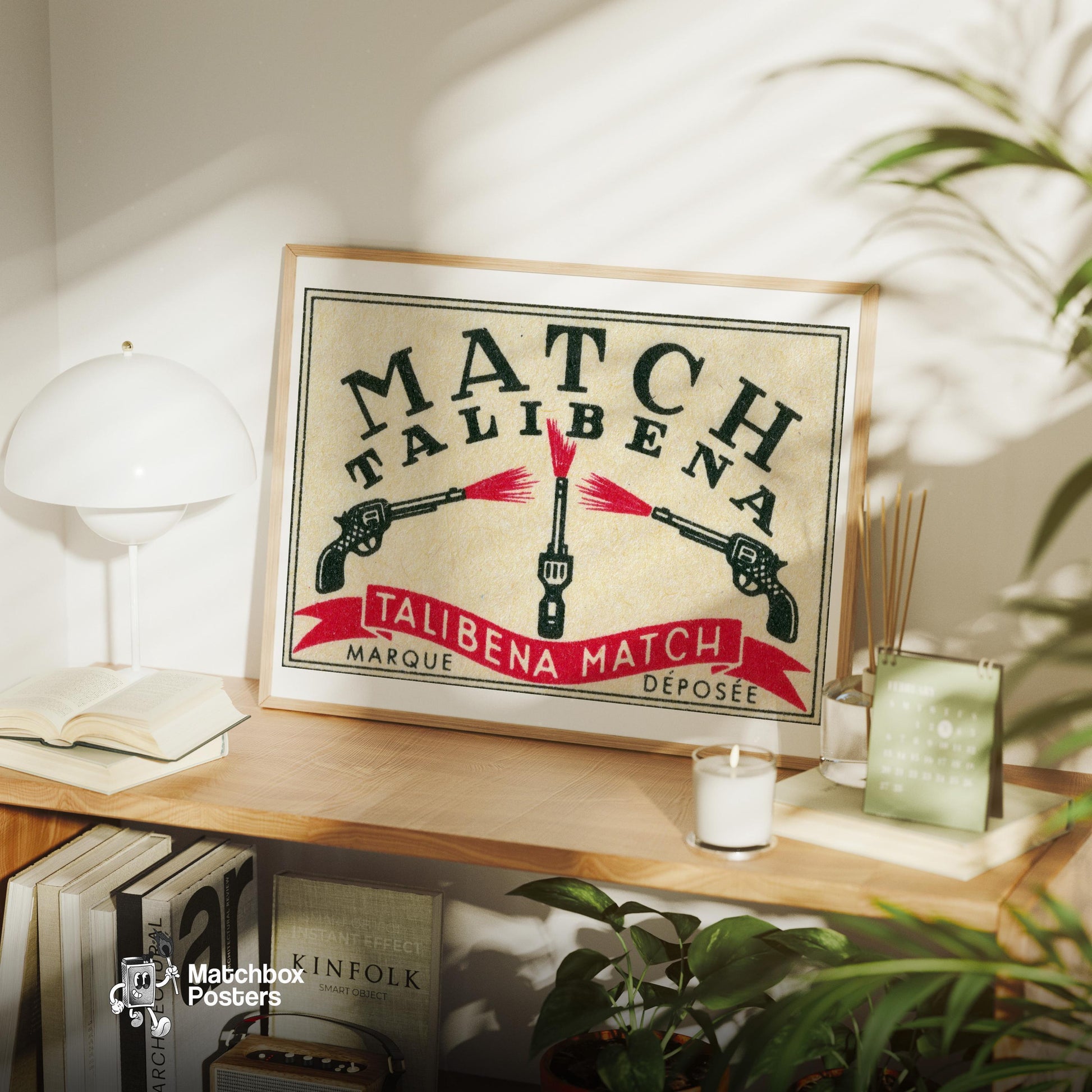 Three Pistols - vintage matchbox label print - office wall