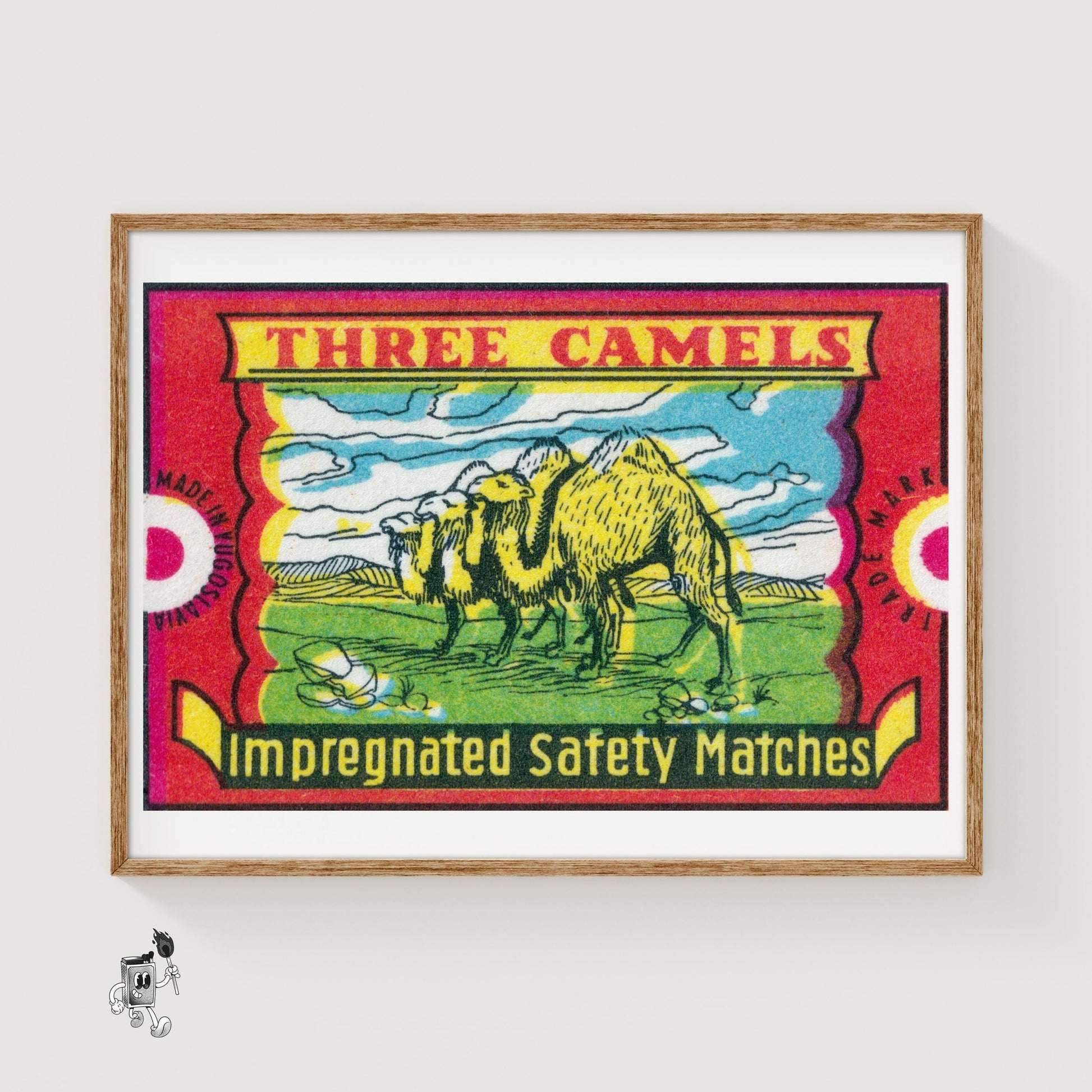 Three Camels - vintage matchbox label print
