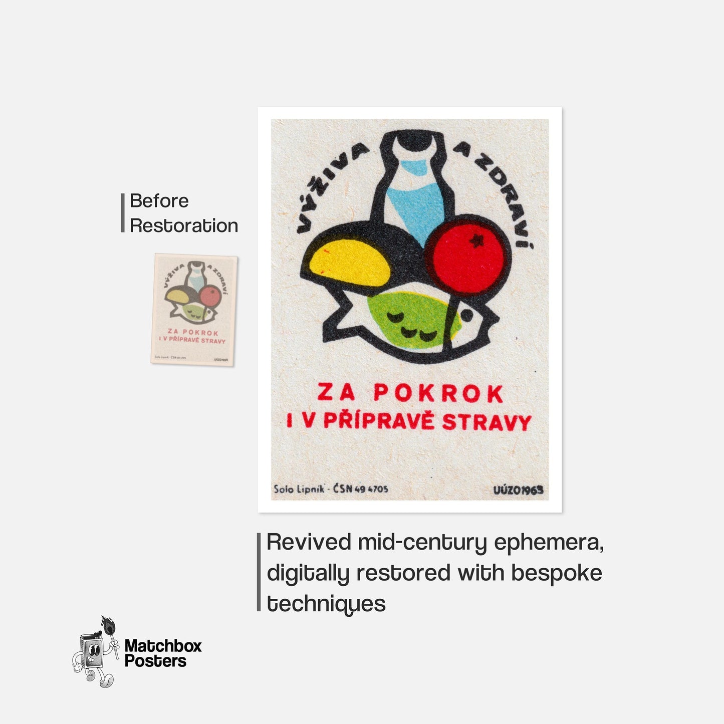 Fruit - vintage matchbox label print - framed wall art preview