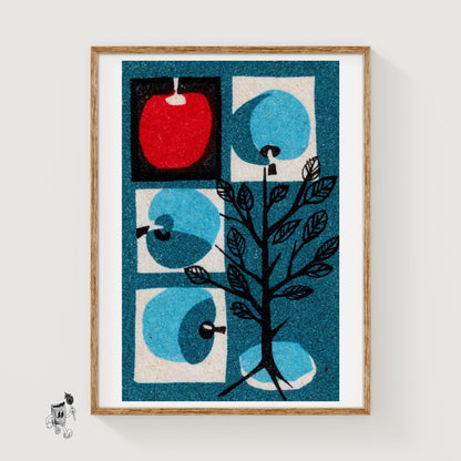 Apple Tree - vintage matchbox label print