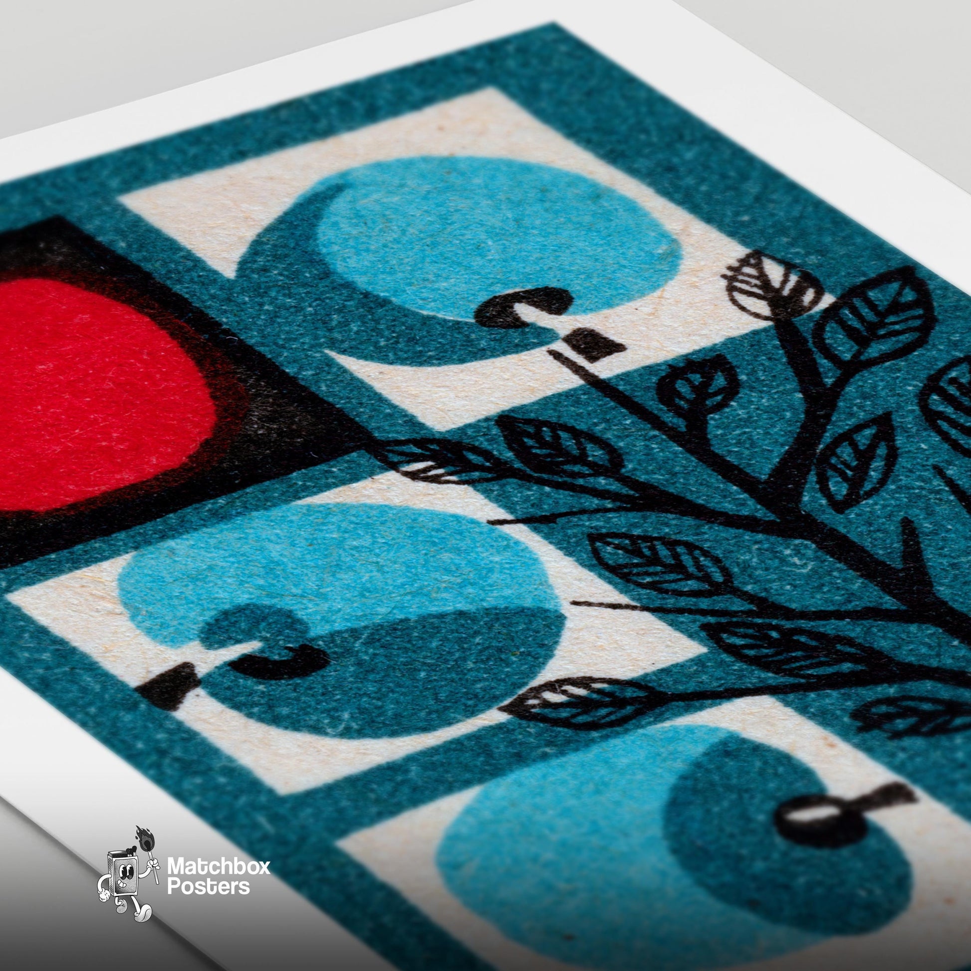 Apple Tree - vintage matchbox label print - close-up detail