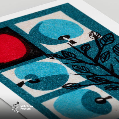 Apple Tree - vintage matchbox label print - close-up detail