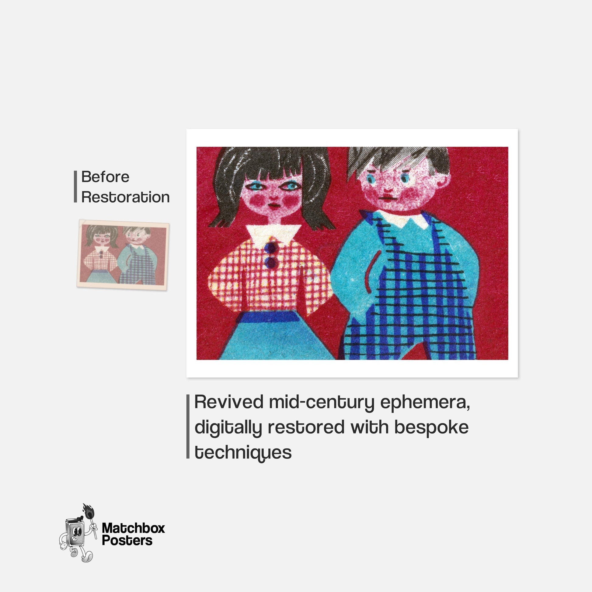Children - vintage matchbox label print - framed wall art preview