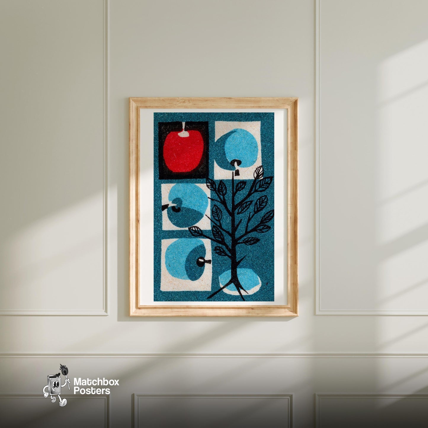 Apple Tree - vintage matchbox label print - bedroom mockup