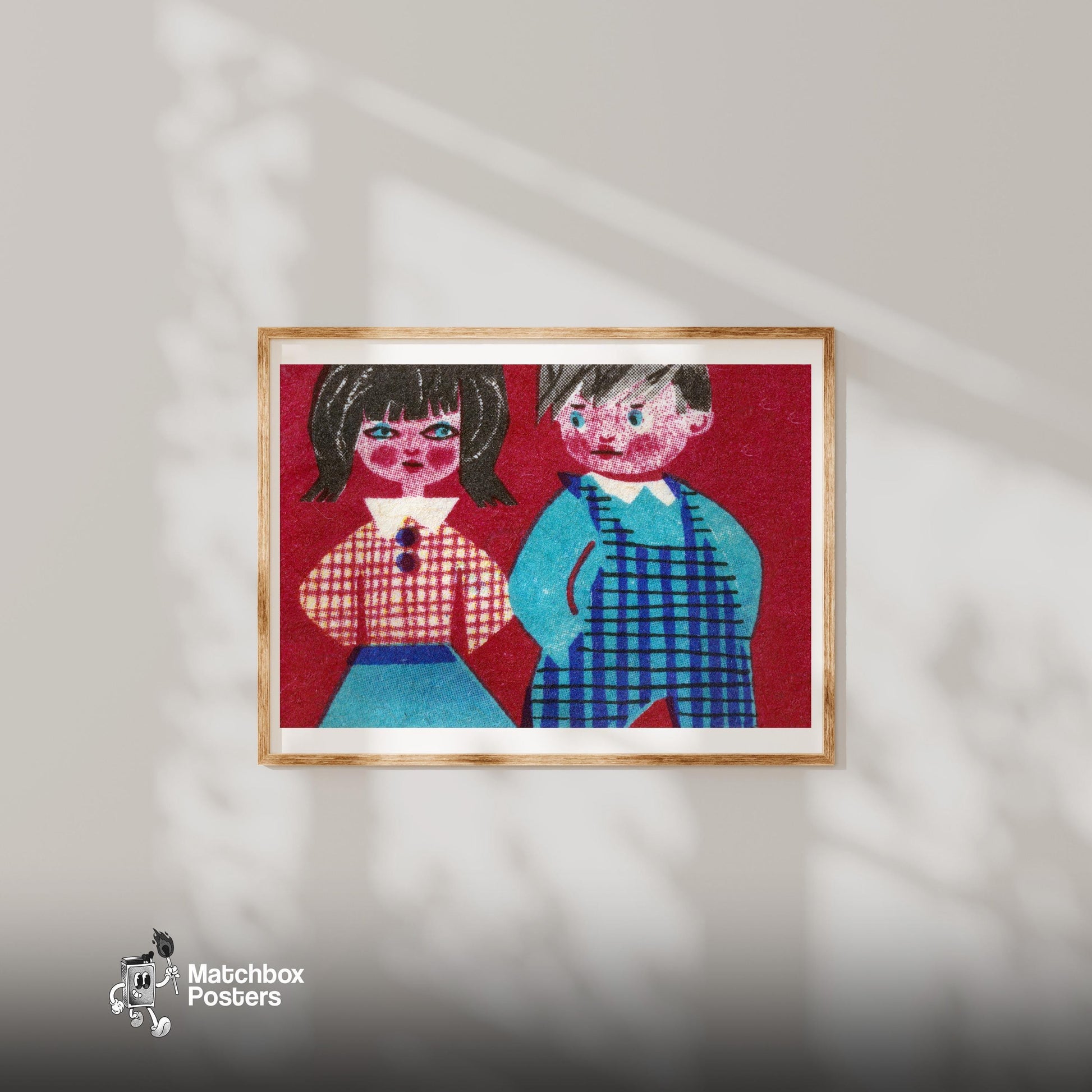 Children - vintage matchbox label print - bedroom mockup