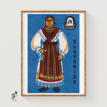 Slavonija Woman - vintage matchbox label print