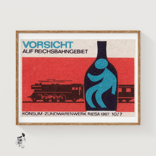 Train Silhouette - vintage matchbox label print