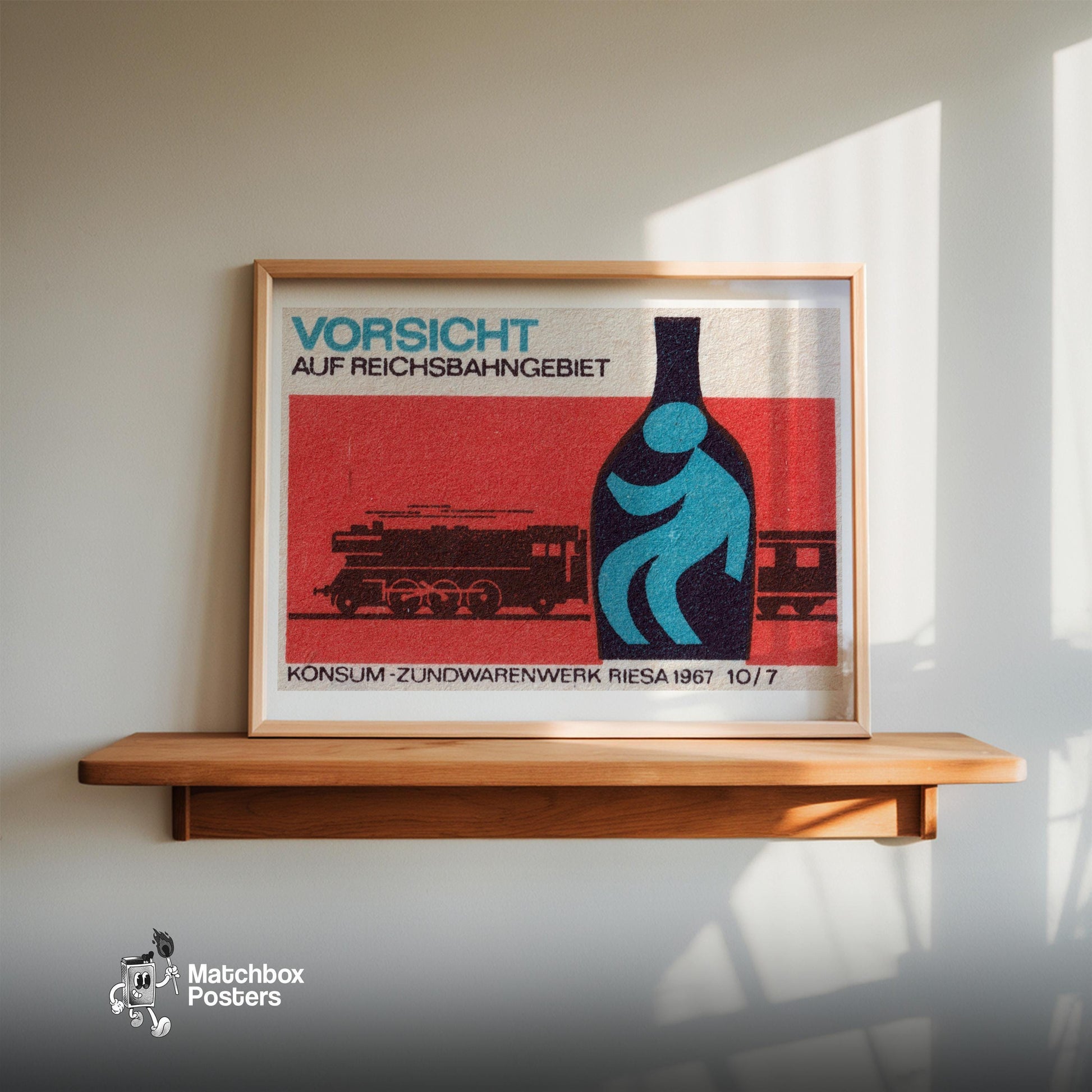 Train Silhouette - vintage matchbox label print - size comparison