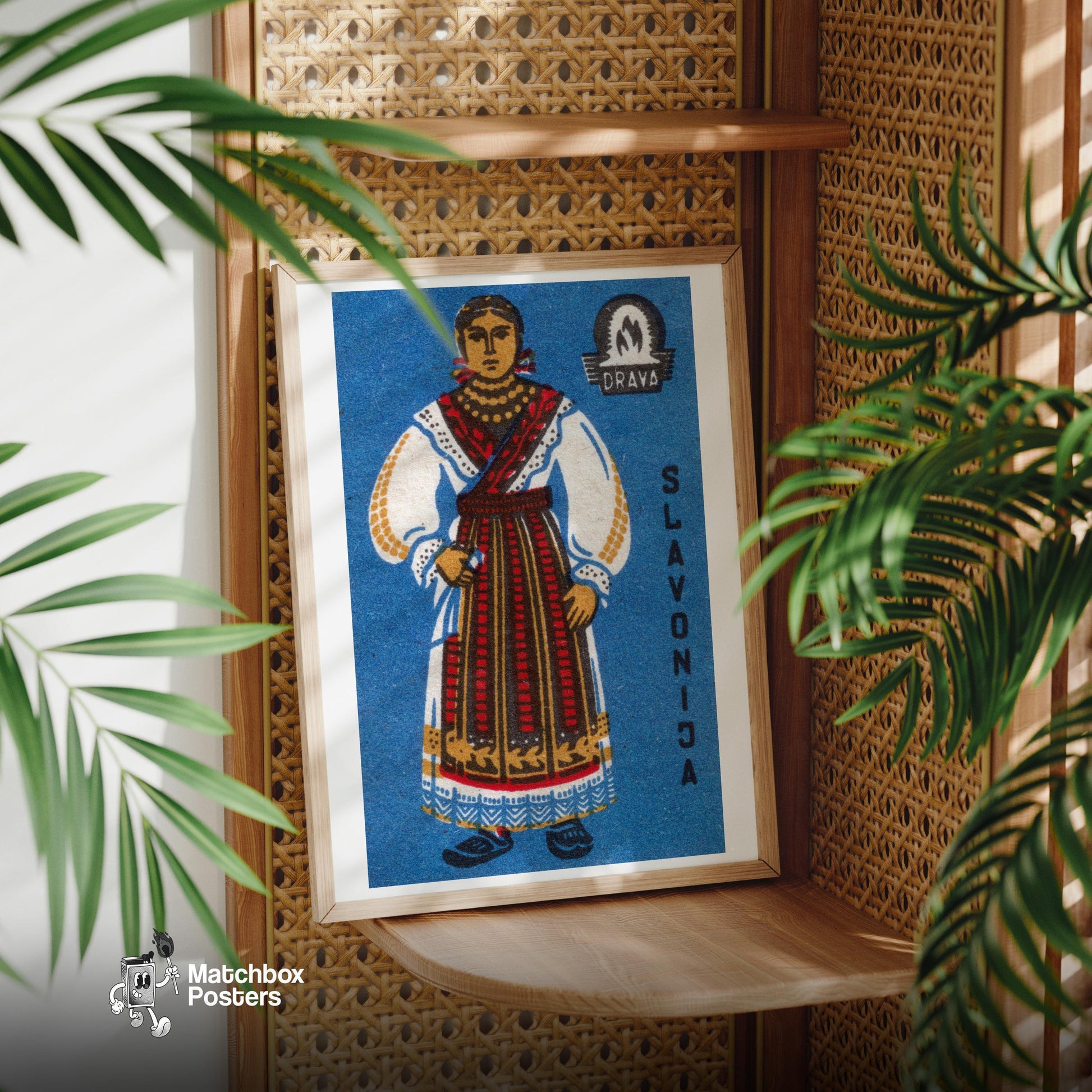 Slavonija Woman - vintage matchbox label print - office wall