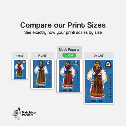 Slavonija Woman - vintage matchbox label print - gallery wall preview