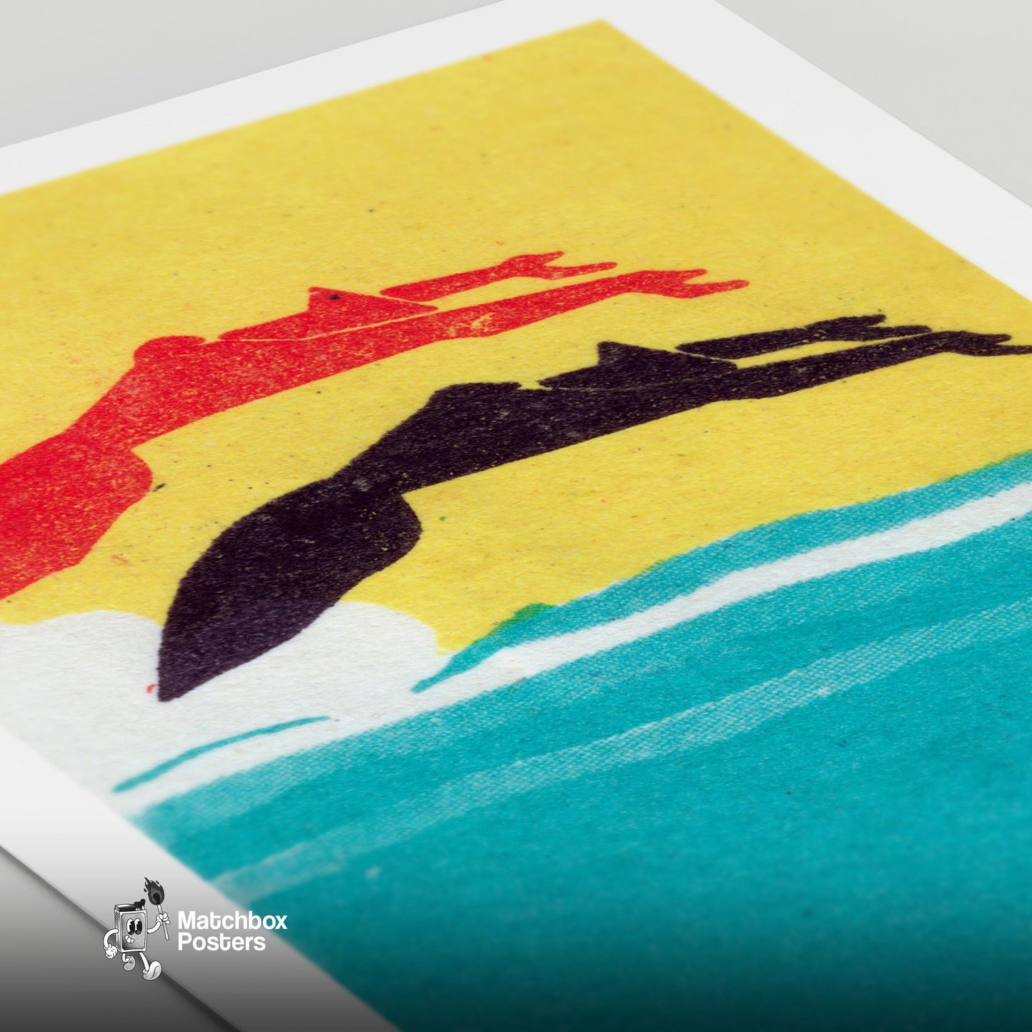 Women Diving - vintage matchbox label print - close-up detail