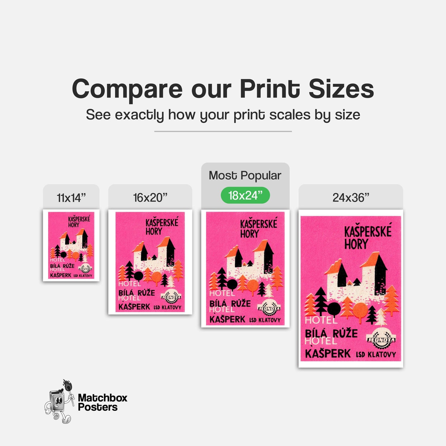 Pink Mountain Hotel - vintage matchbox label print - gallery wall preview